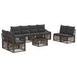 vidaXL Tuinbank Set 9 pcs Zwart poly rattan