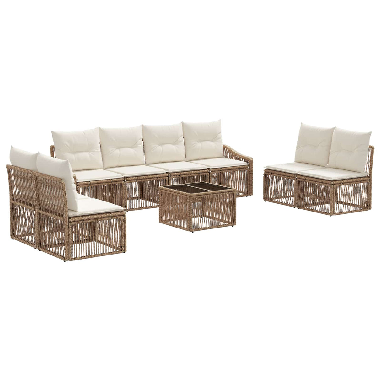 vidaXL Tuinbank Set 9 pcs Zwart poly rattan