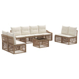 vidaXL Tuinbank Set 9 pcs Zwart poly rattan