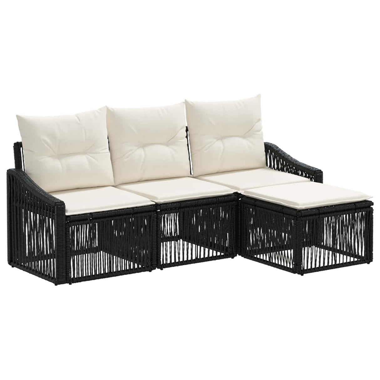 vidaXL Tuinbank Set 5 pcs Zwart poly rattan