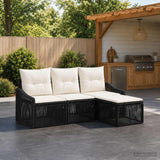vidaXL Tuinbank Set 5 pcs Zwart poly rattan
