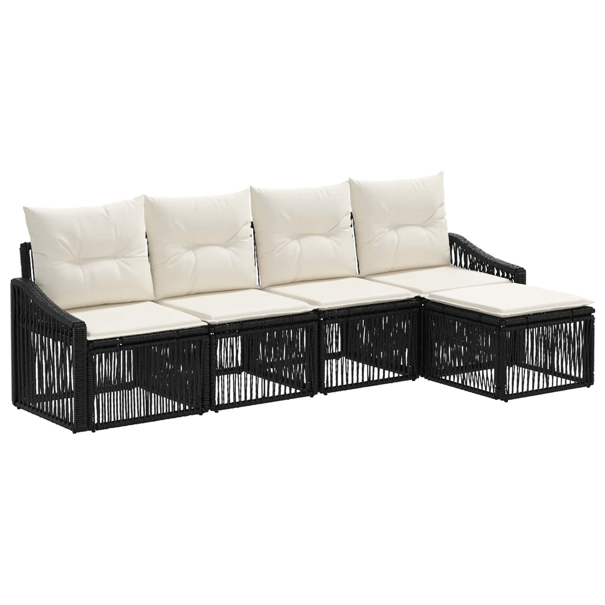 vidaXL Tuinbank Set 6 pcs Zwart poly rattan
