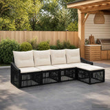 vidaXL Tuinbank Set 6 pcs Zwart poly rattan