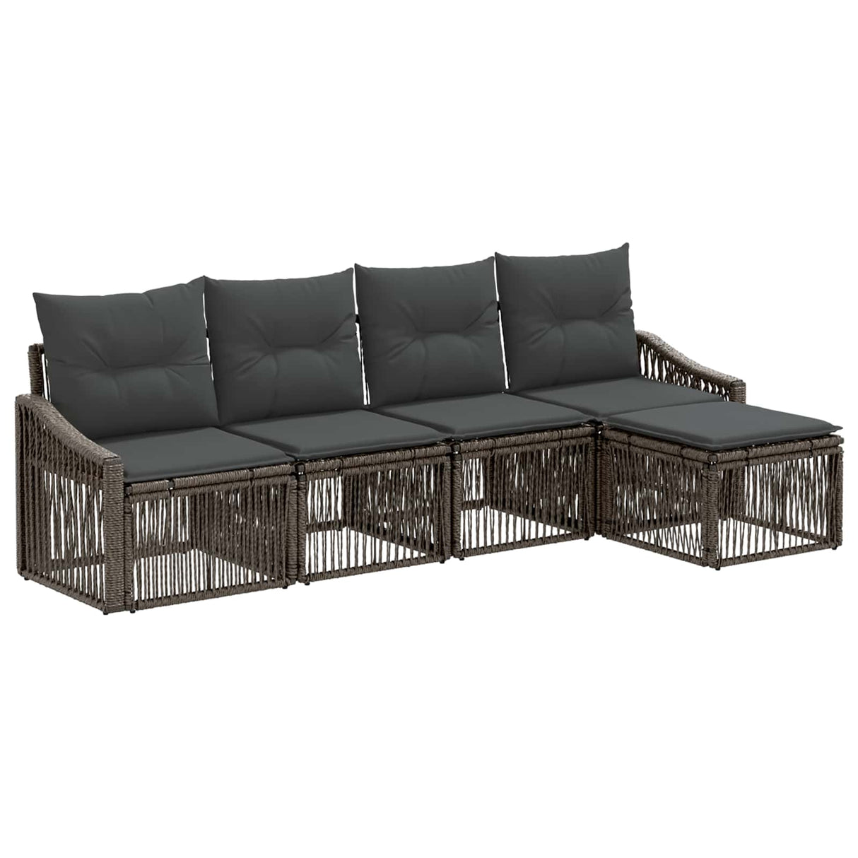 vidaXL Tuinbank Set 6 pcs Zwart poly rattan