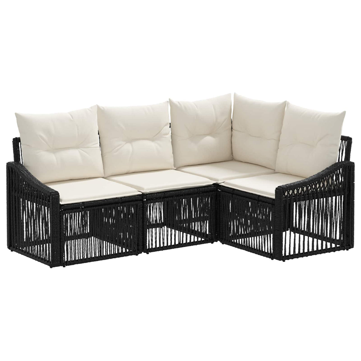 vidaXL Tuinbank Set 5 pcs Zwart poly rattan
