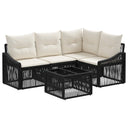 vidaXL Tuinbank Set 5 pcs Zwart poly rattan