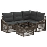 vidaXL Tuinbank Set 5 pcs Zwart poly rattan