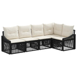 vidaXL Tuinbank Set 6 pcs Zwart poly rattan