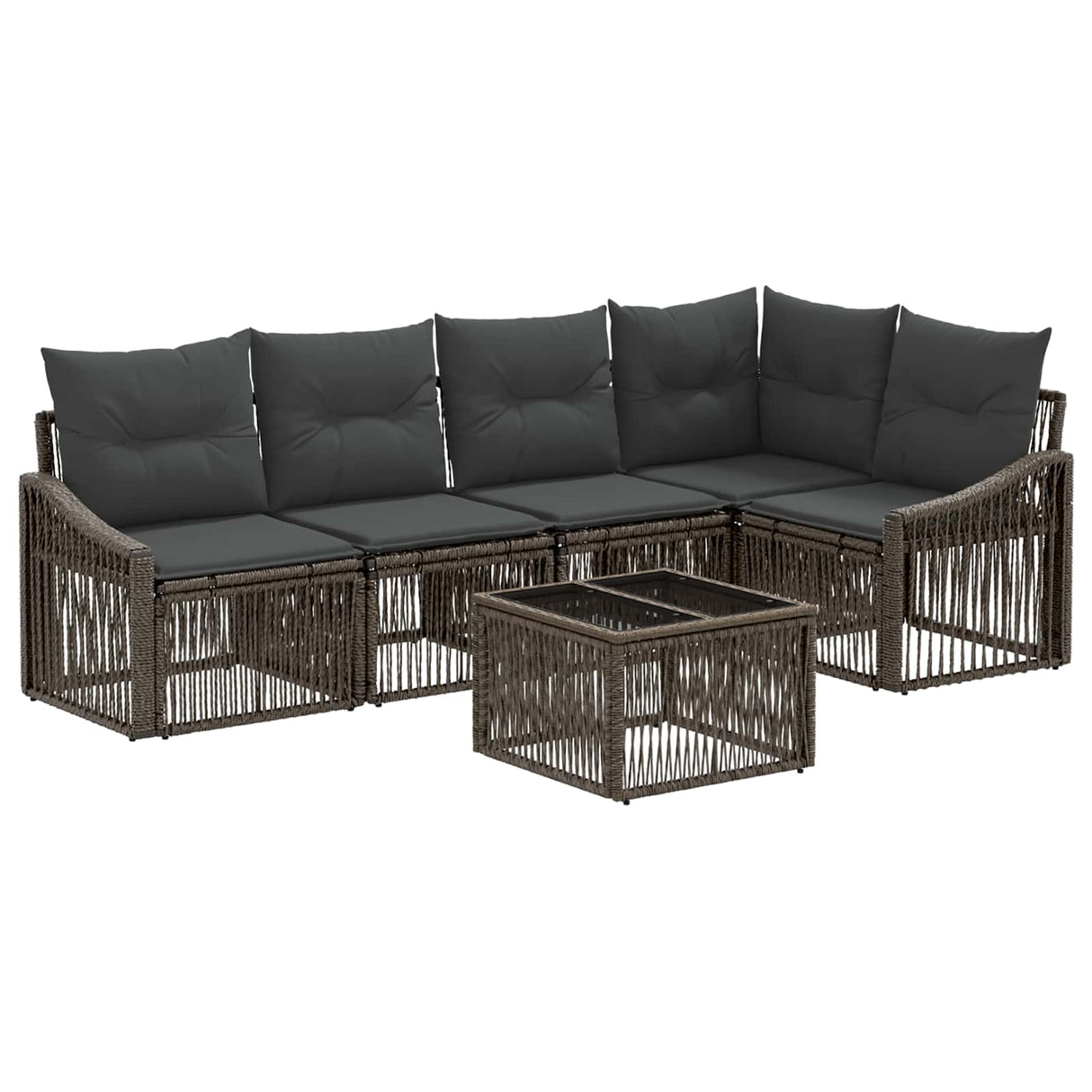 vidaXL Tuinbank Set 6 pcs Zwart poly rattan
