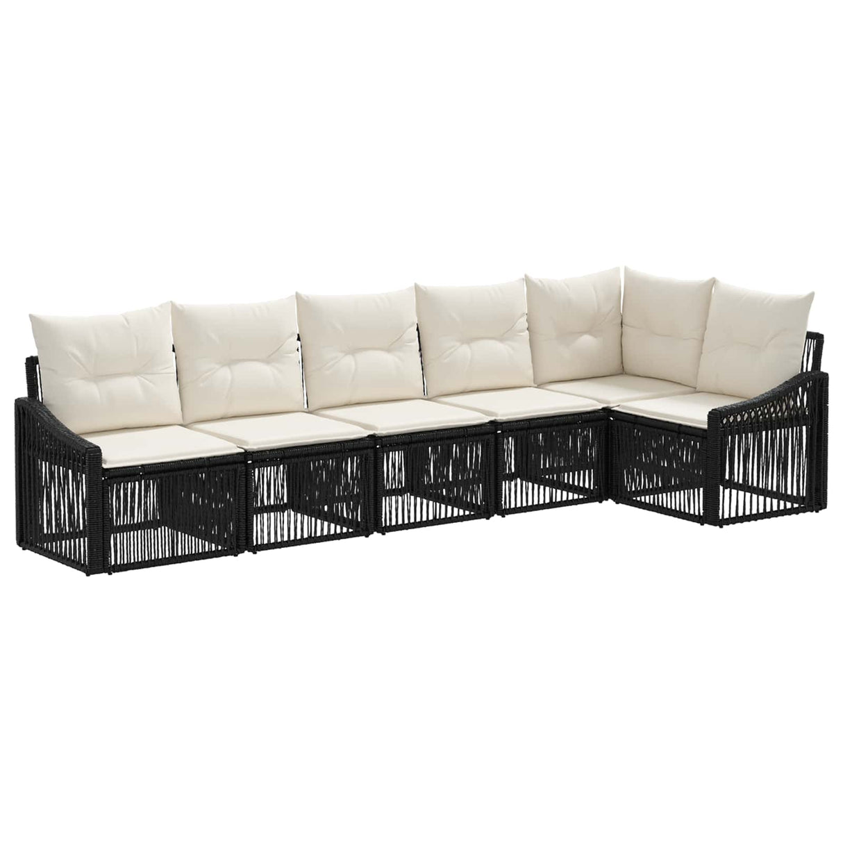 vidaXL Garden Sofa Set 7 pcs Black Poly Rattan