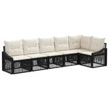 vidaXL Garden Sofa Set 7 pcs Black Poly Rattan