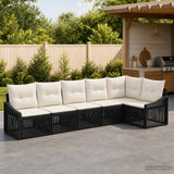 vidaXL Garden Sofa Set 7 pcs Black Poly Rattan