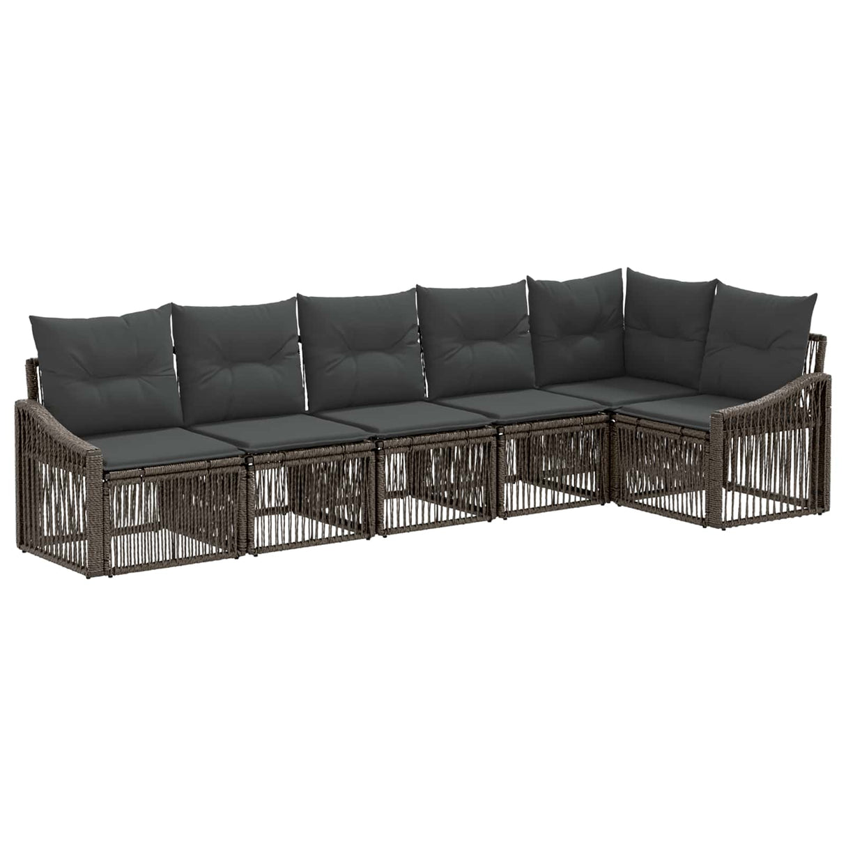 vidaXL Garden Sofa Set 7 pcs Black Poly Rattan