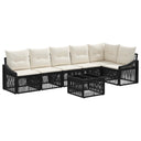 vidaXL Garden Sofa Set 7 pcs Black Poly Rattan