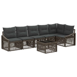vidaXL Garden Sofa Set 7 pcs Black Poly Rattan