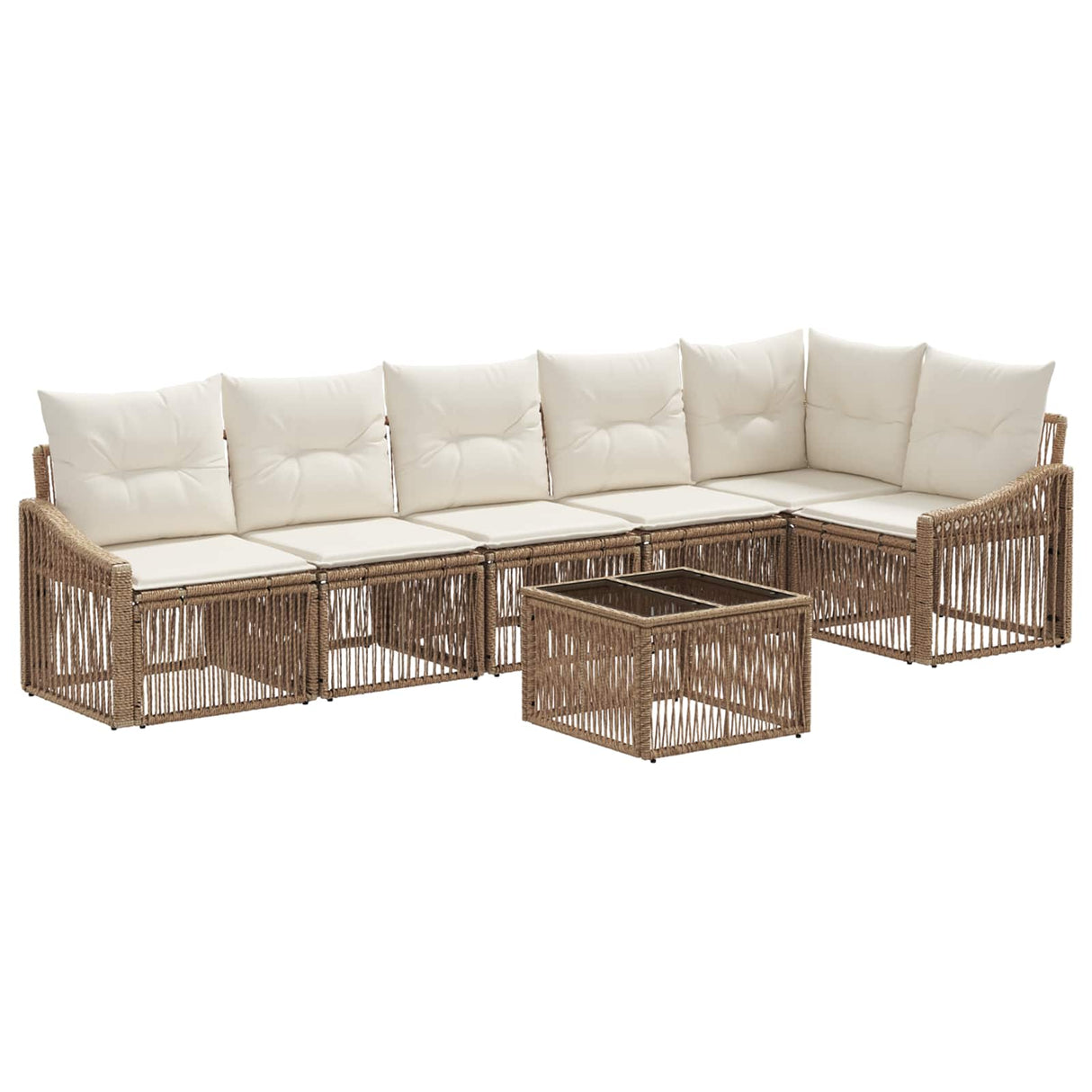 vidaXL Garden Sofa Set 7 pcs Black Poly Rattan