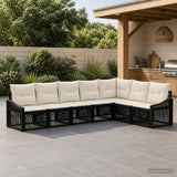 vidaXL Garden Sofa Set 8 pcs Black poly rattan
