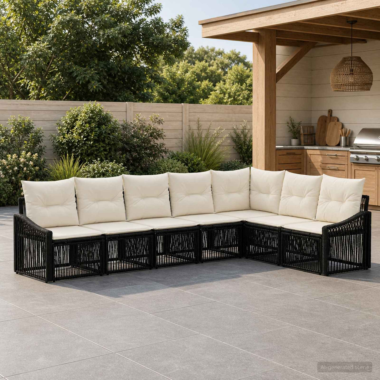 vidaXL Garden Sofa Set 8 pcs Black poly rattan