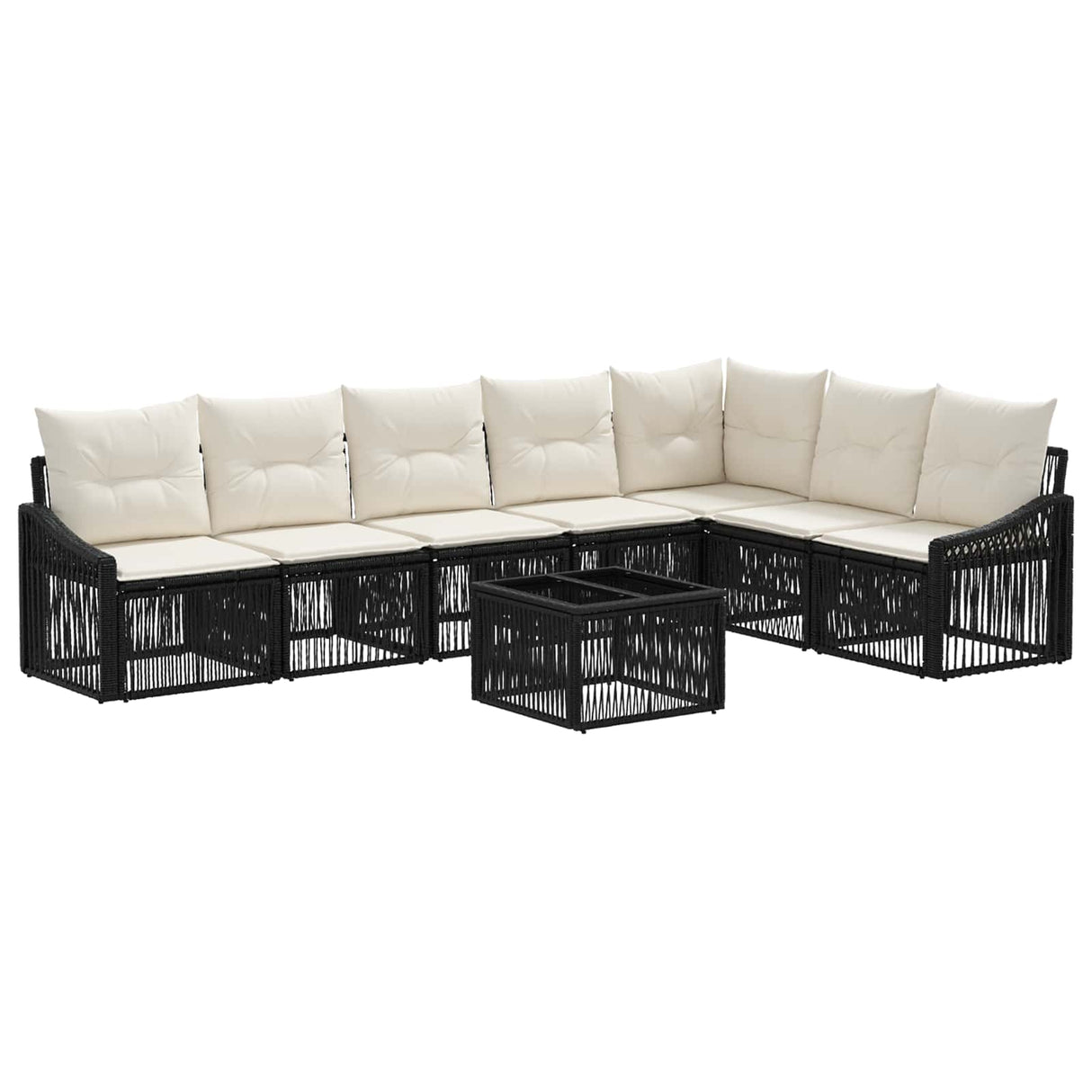 vidaXL Garden Sofa Set 8 pcs Black poly rattan