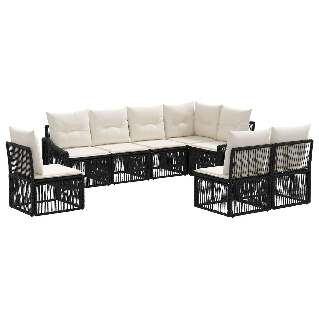 vidaXL Tuinbank Set 9 pcs Zwart poly rattan