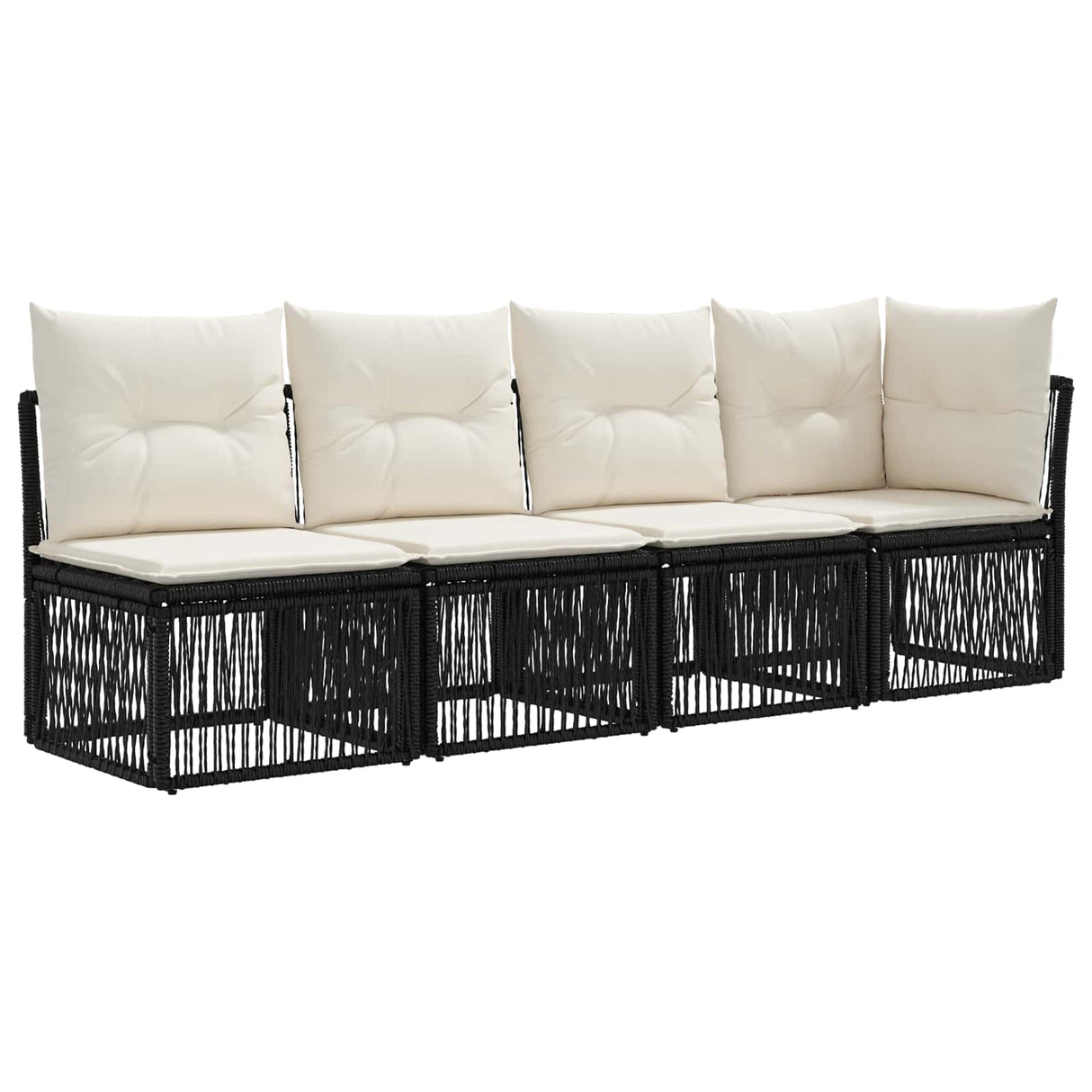 vidaXL Tuinbank Set 9 pcs Zwart poly rattan