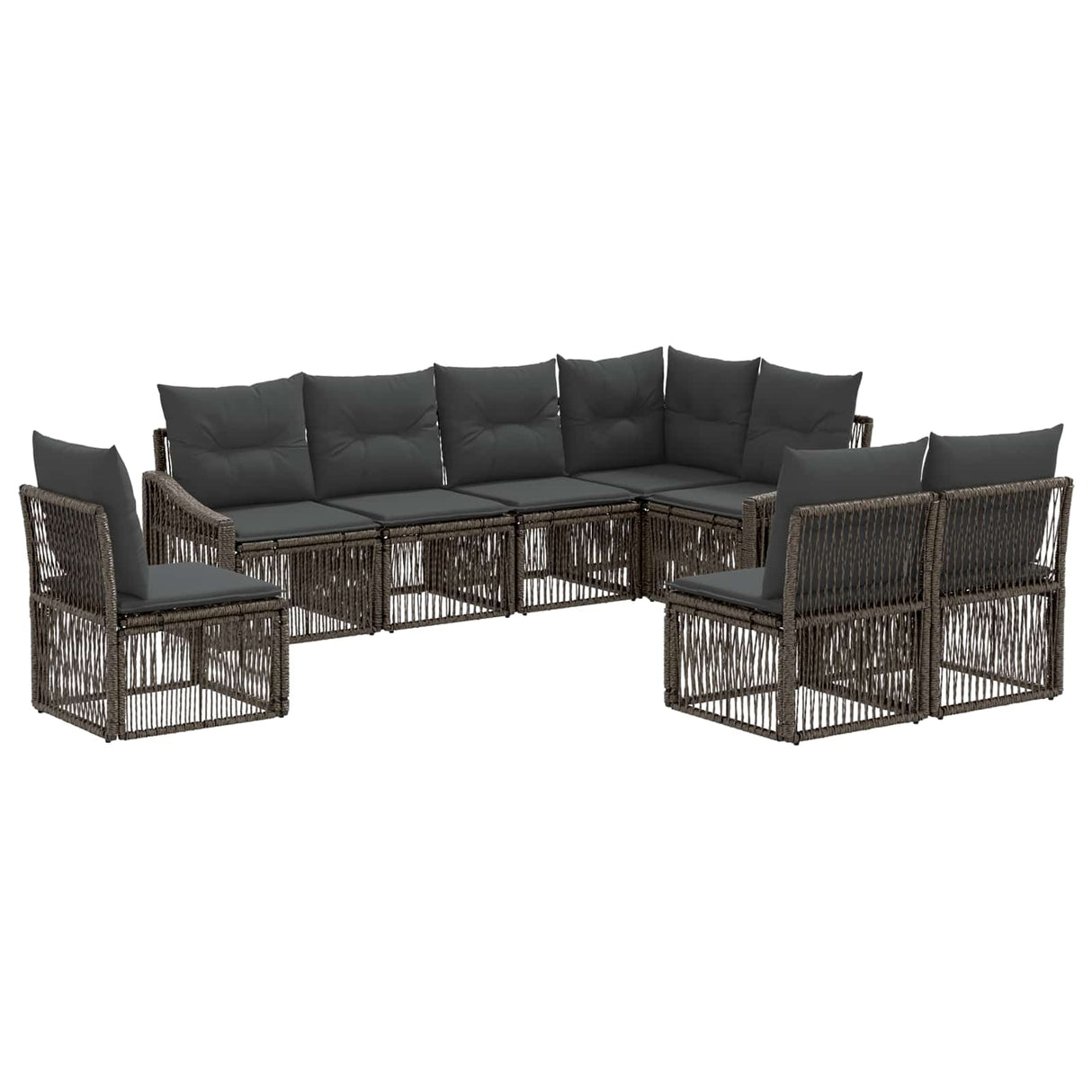 vidaXL Tuinbank Set 9 pcs Zwart poly rattan