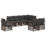 vidaXL Tuinbank Set 9 pcs Zwart poly rattan