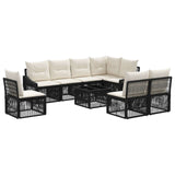 vidaXL Tuinbank Set 9 pcs Zwart poly rattan