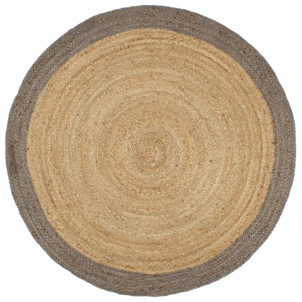 vidaXL Hand-Braided Rug with Grey Border 90 cm Jute
