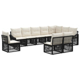 vidaXL Tuinbank Set 11 pcs Zwart poly rattan