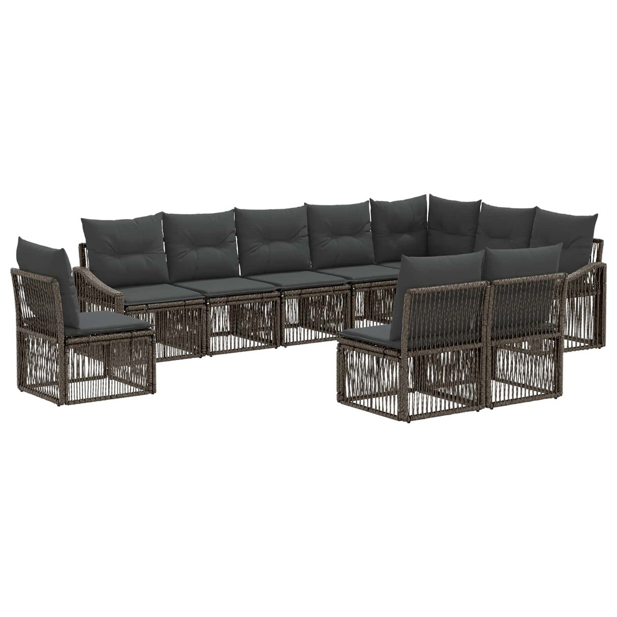 vidaXL Tuinbank Set 11 pcs Zwart poly rattan