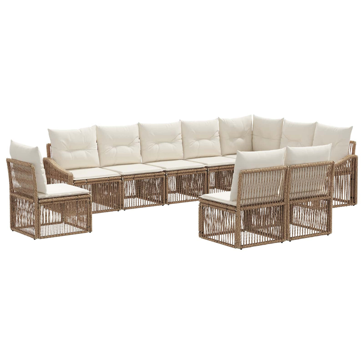 vidaXL Tuinbank Set 11 pcs Zwart poly rattan