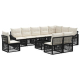 vidaXL Tuinbank Set 11 pcs Zwart poly rattan