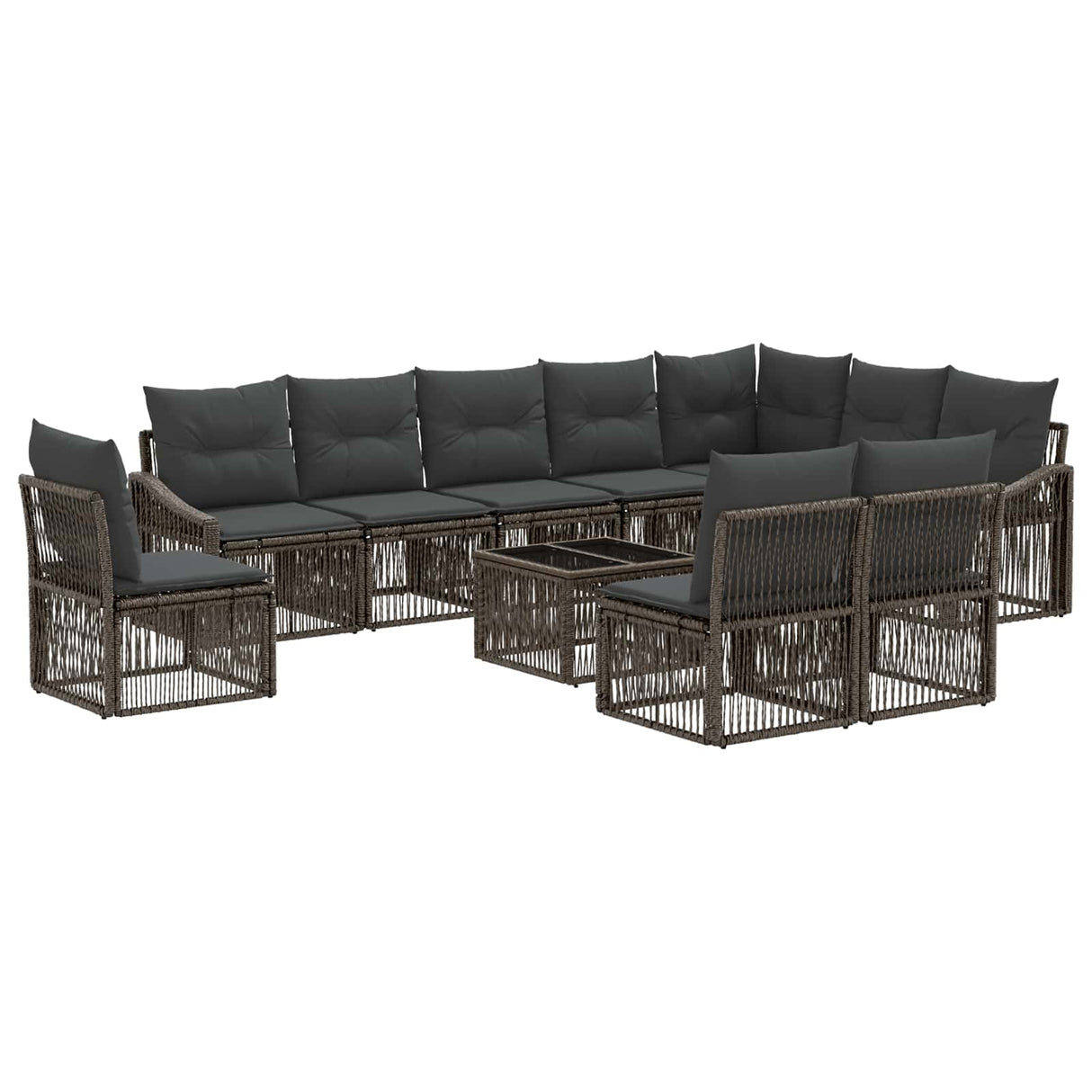 vidaXL Tuinbank Set 11 pcs Zwart poly rattan