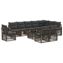 vidaXL Tuinbank Set 11 pcs Zwart poly rattan
