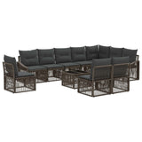 vidaXL Tuinbank Set 11 pcs Zwart poly rattan