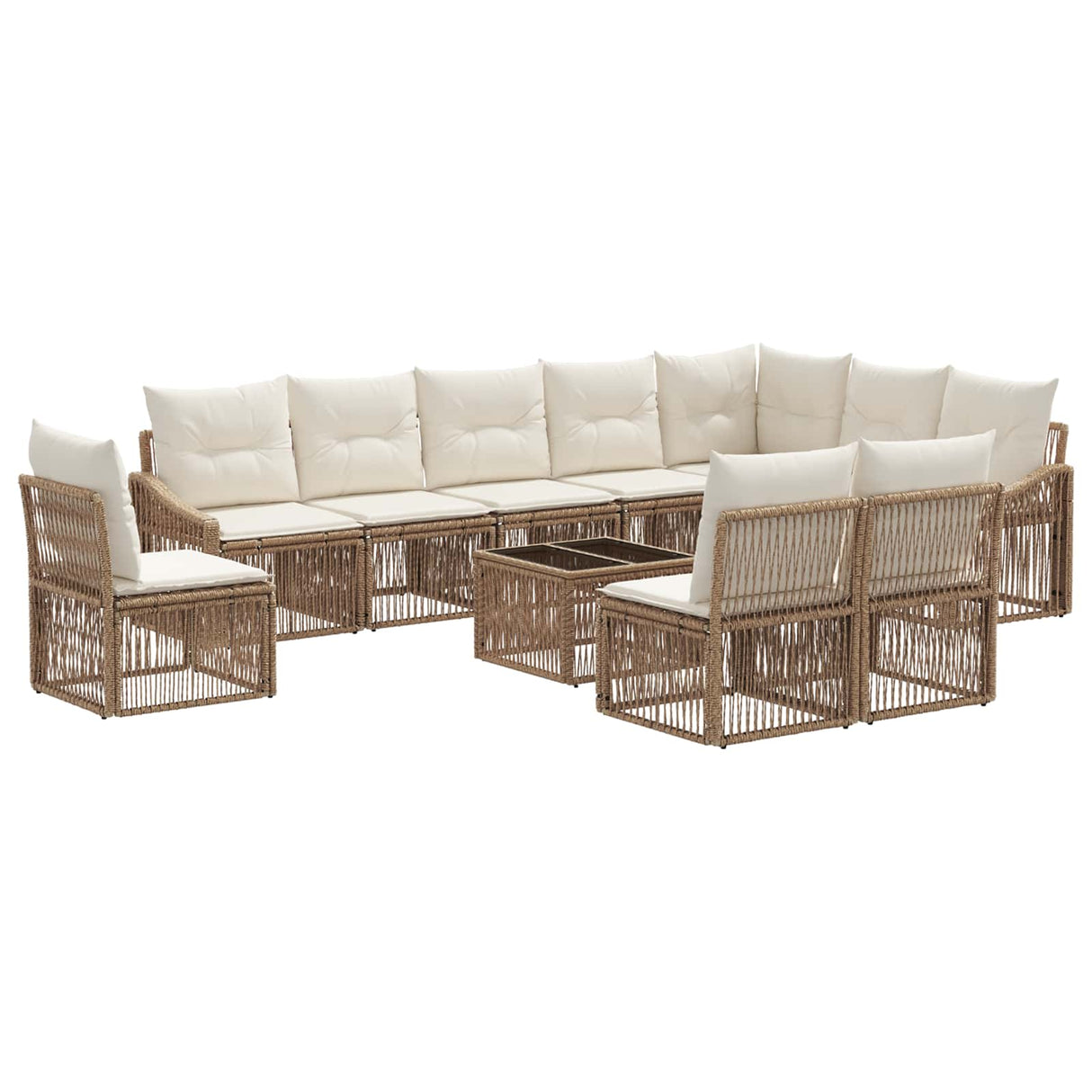 vidaXL Tuinbank Set 11 pcs Zwart poly rattan