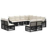 vidaXL Garden Bench Set 12 pcs Black poly rattan