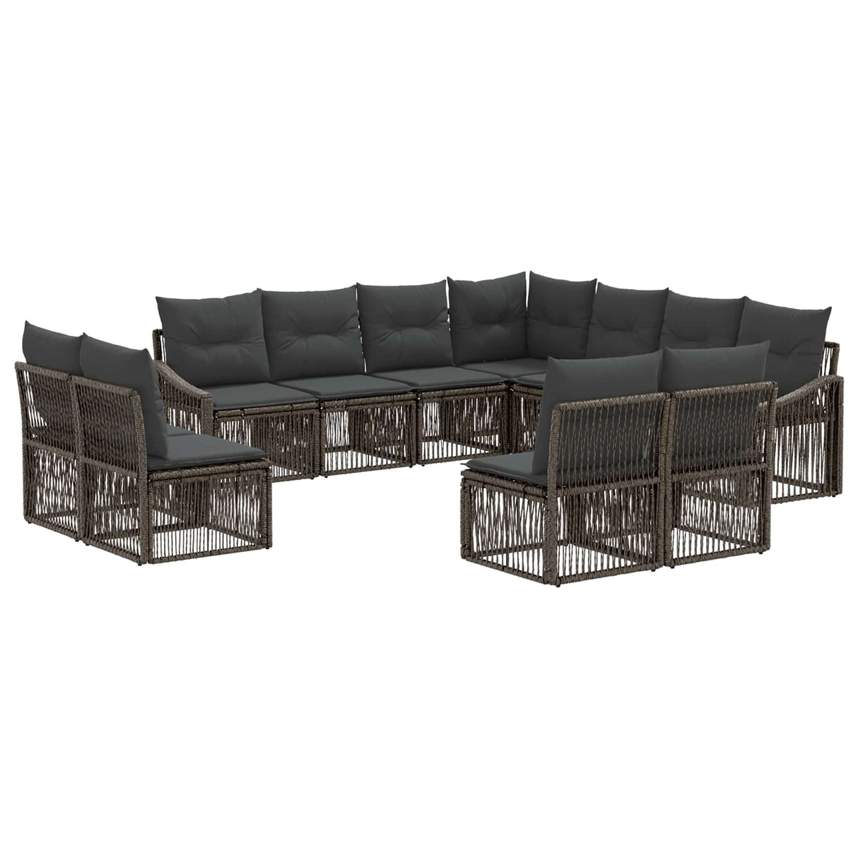 vidaXL Garden Bench Set 12 pcs Black poly rattan