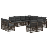 vidaXL Garden Bench Set 12 pcs Black poly rattan
