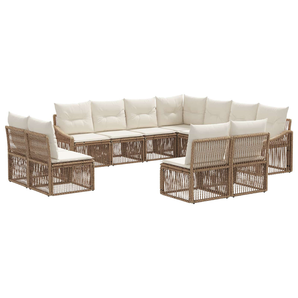 vidaXL Garden Bench Set 12 pcs Black poly rattan