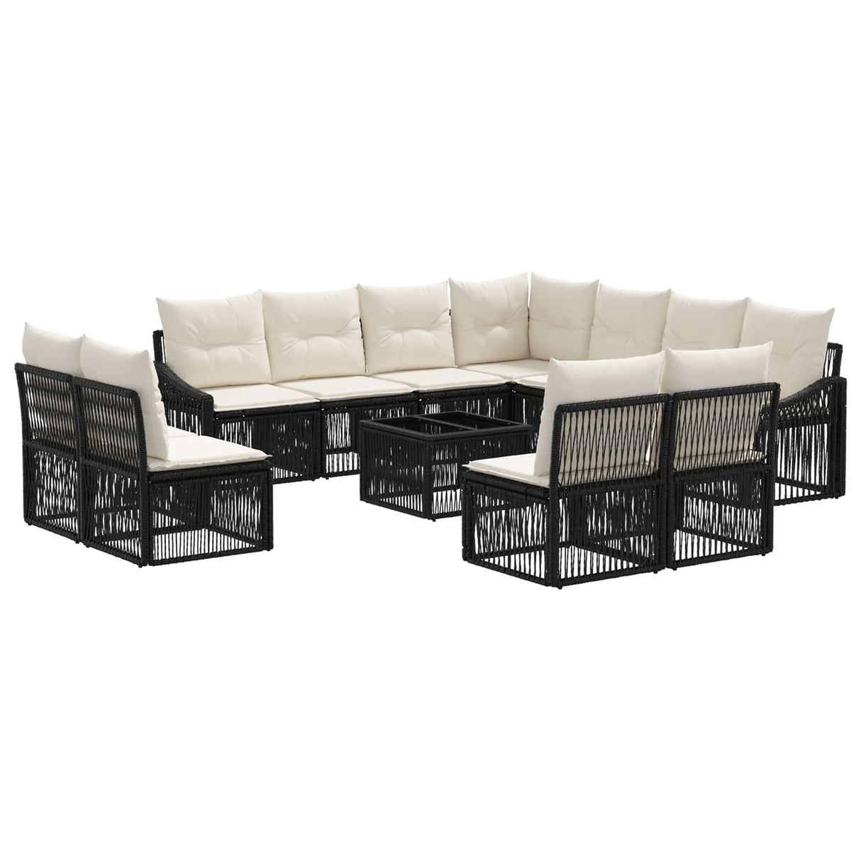 vidaXL Garden Bench Set 12 pcs Black poly rattan