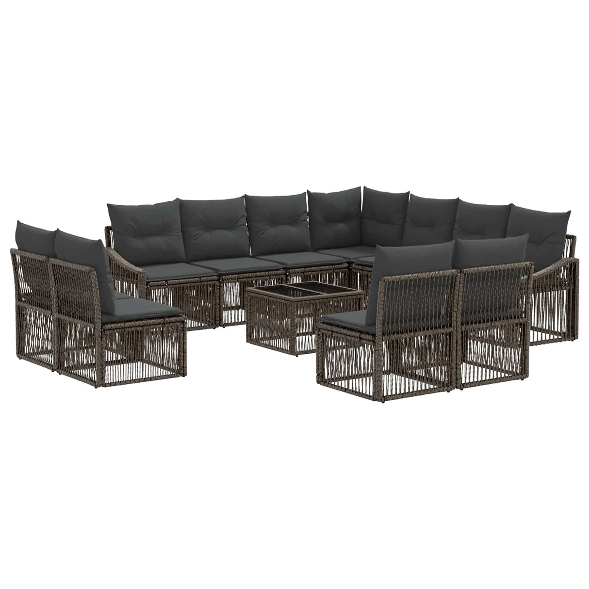 vidaXL Garden Bench Set 12 pcs Black poly rattan
