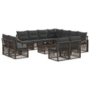 vidaXL Garden Bench Set 12 pcs Black poly rattan