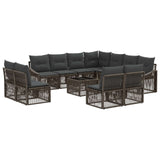 vidaXL Garden Bench Set 12 pcs Black poly rattan