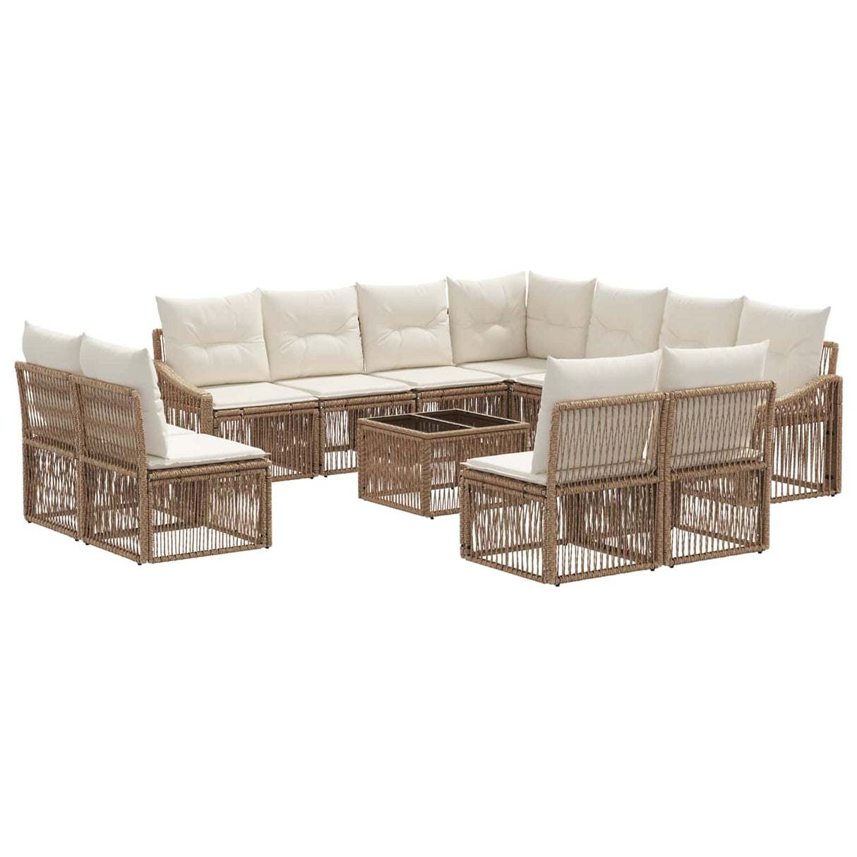 vidaXL Garden Bench Set 12 pcs Black poly rattan