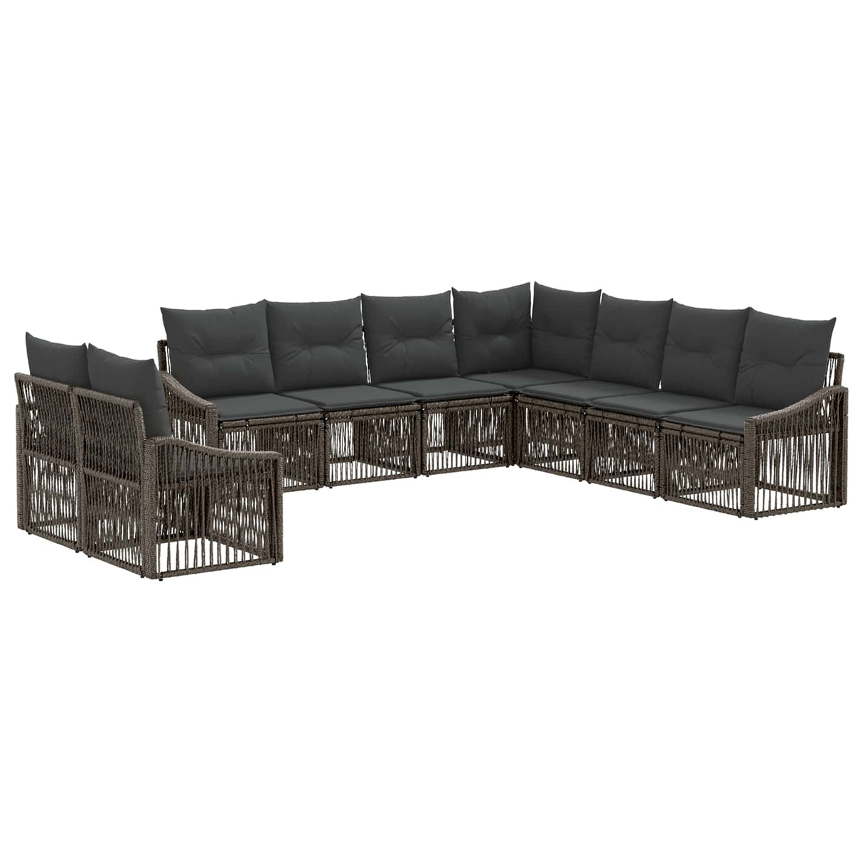 vidaXL Tuinbank Set 10 pcs Zwart poly rattan