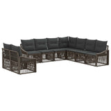 vidaXL Tuinbank Set 10 pcs Zwart poly rattan