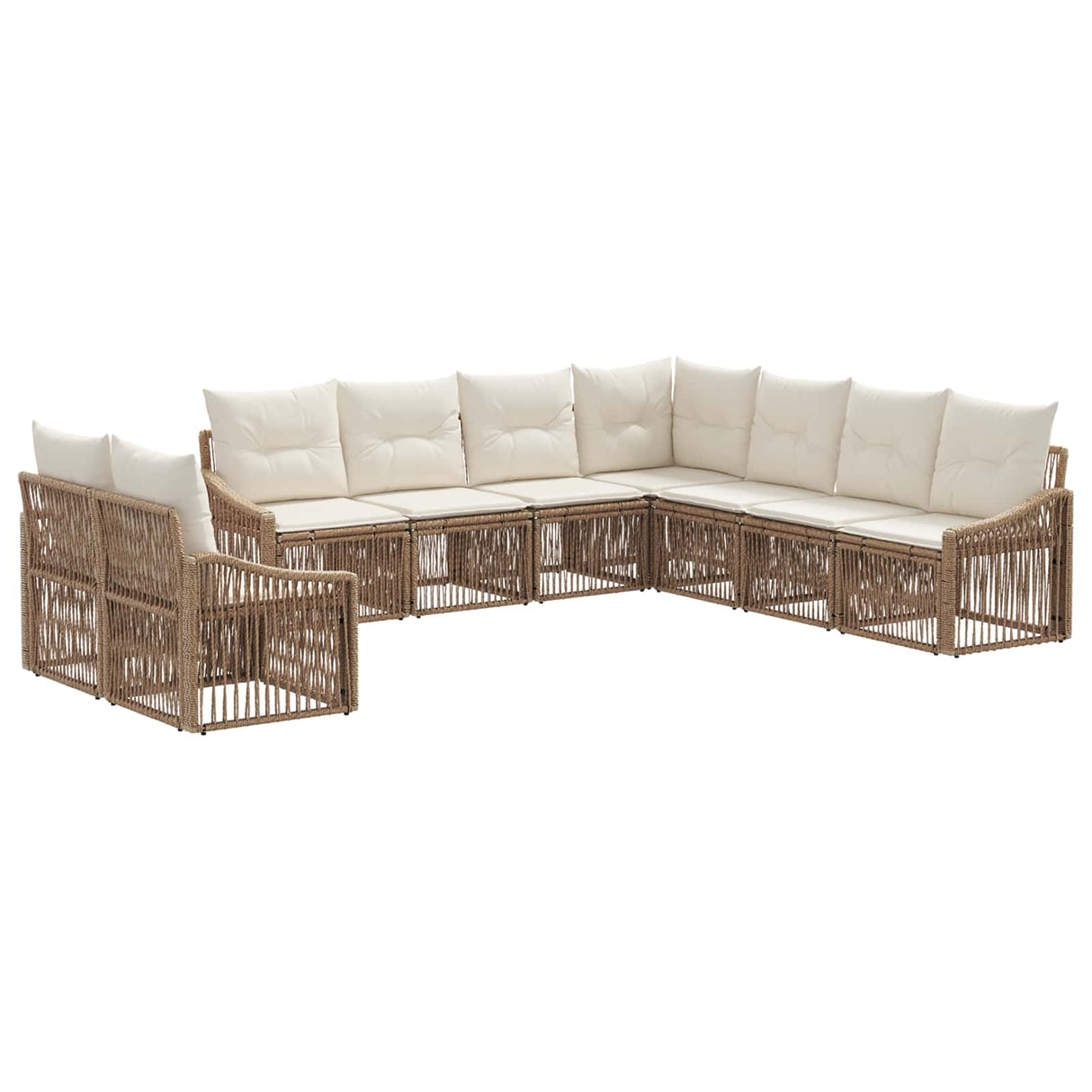 vidaXL Tuinbank Set 10 pcs Zwart poly rattan