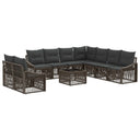 vidaXL Tuinbank Set 10 pcs Zwart poly rattan